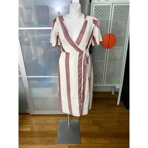 NWT Lulu’s Caleta Cream and Red Striped Wrap Dress